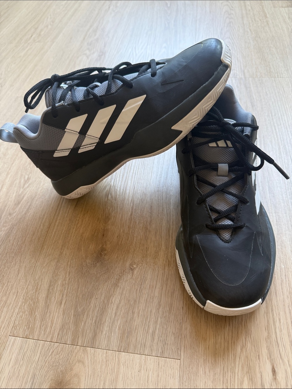 Adidas Kids Black and White Basketball Sneakers